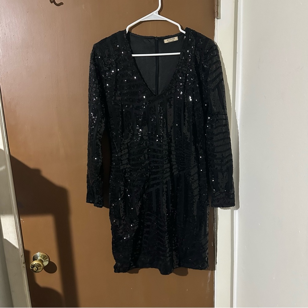 Black Sequin Bodycon Dress